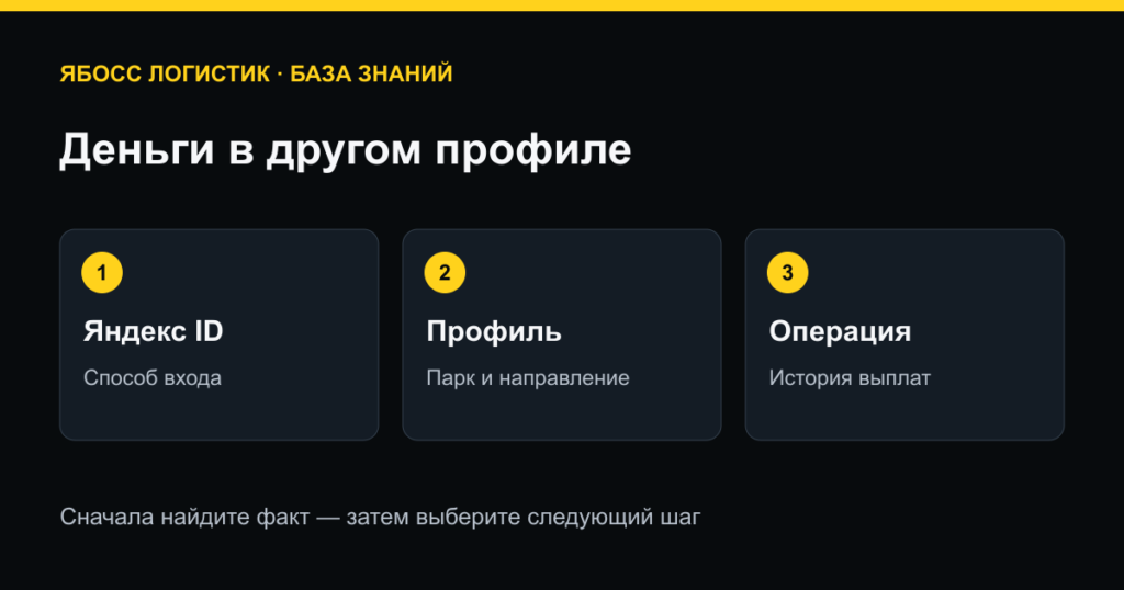 Деньги в другом профиле: Яндекс ID → профиль → операция